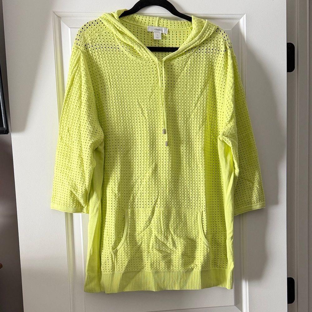 CJ Banks Lime Hooded Swim Cover-Up